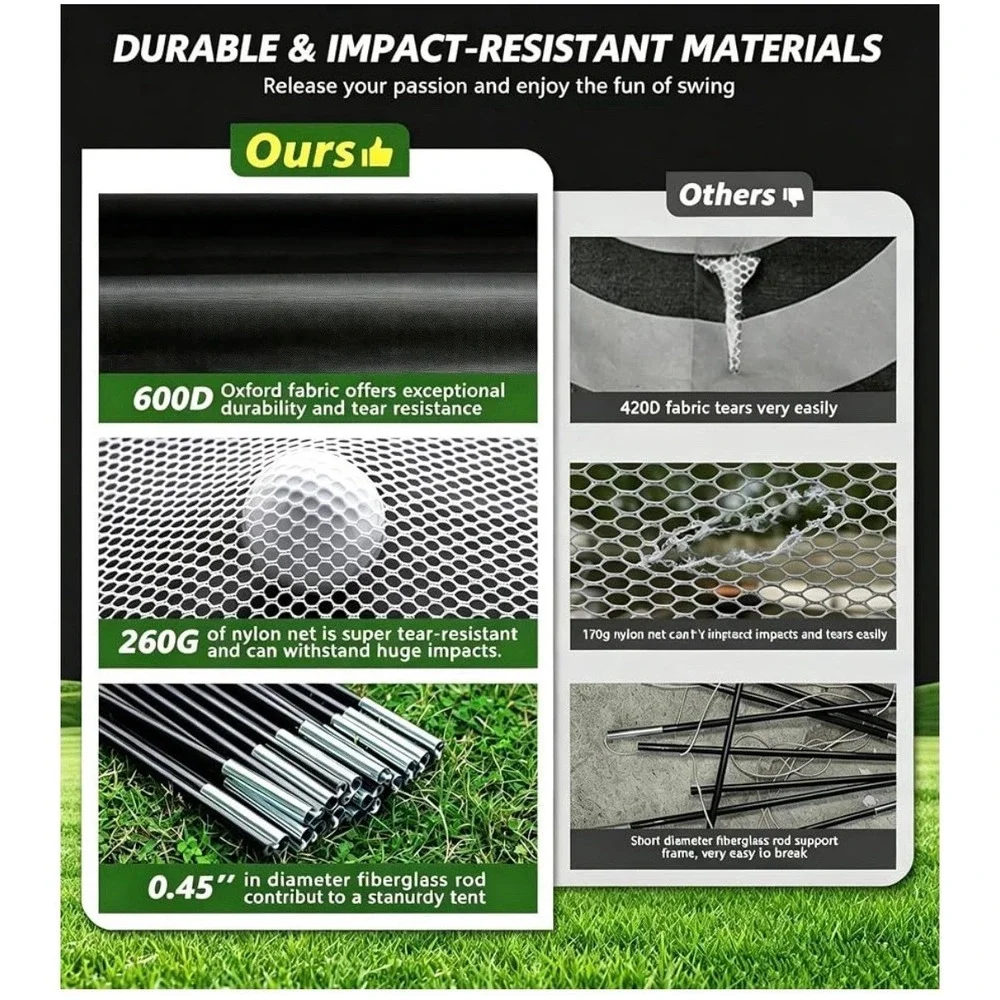 Golf Net: 10 x 7FT Practice Net with Mat for Chipping, Swing, Driving Practi...